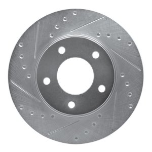 Mazda Protege Brake Rotor (1) - Front Left - R1 Concepts - Drilled & Slotted - Silver - `92-`03